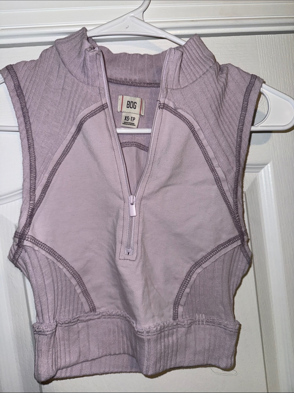 BDG Lavender Half-Zip Crop Top
